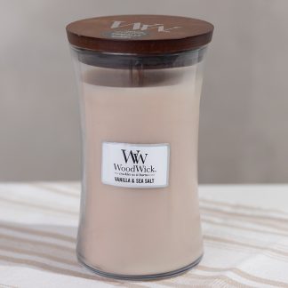 WoodWick 21.5 Oz. Vanilla & Sea Salt Hourglass Jar