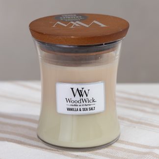 WoodWick 9.7 Oz. Vanilla & Sea Salt Hourglass Jar