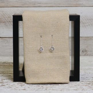 Cage CZ Ball Drop Silver Earring