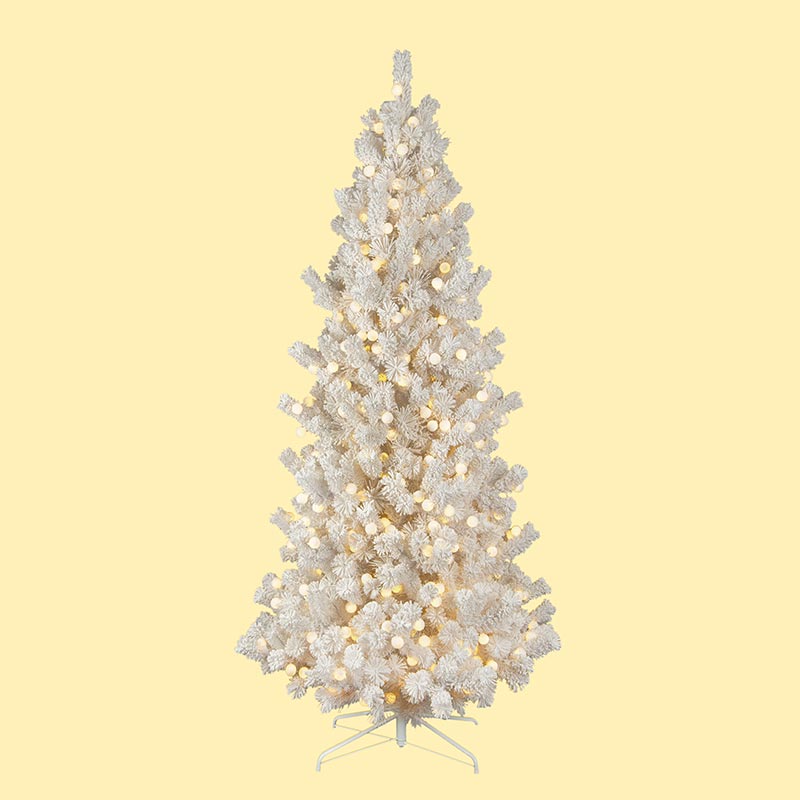 9′ Prelit Flocked and Glittered Christmas Tree