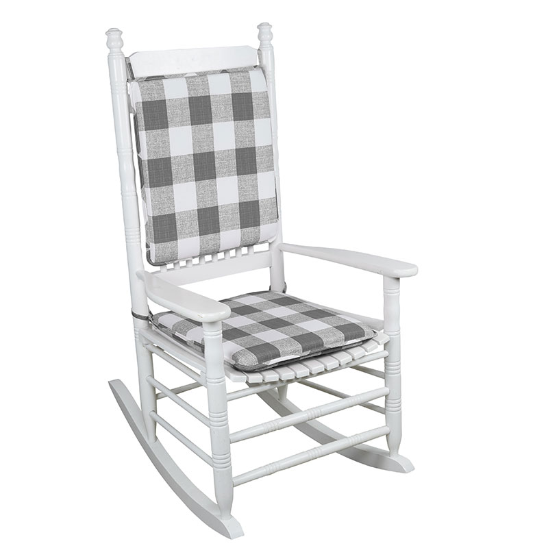 Gray Check Rocking Chair Cushion Set