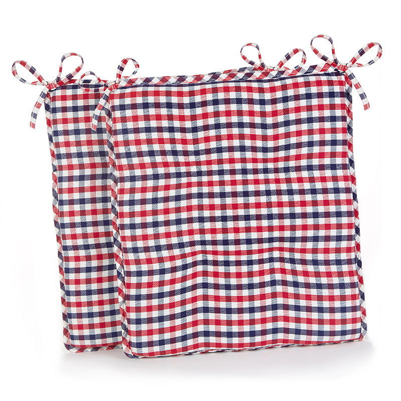 Multi-Colored Non-Slip Gingham Rocking Chair Cushion Set - Image 2