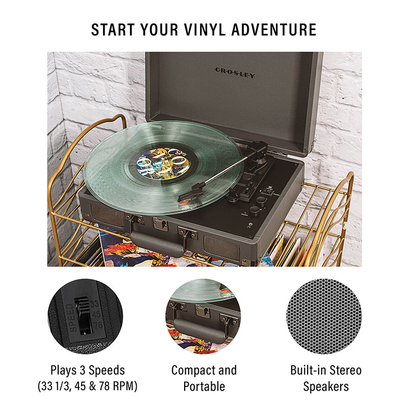 Cruiser Plus Bluetooth Vinyl Record Player – Gray - Image 2