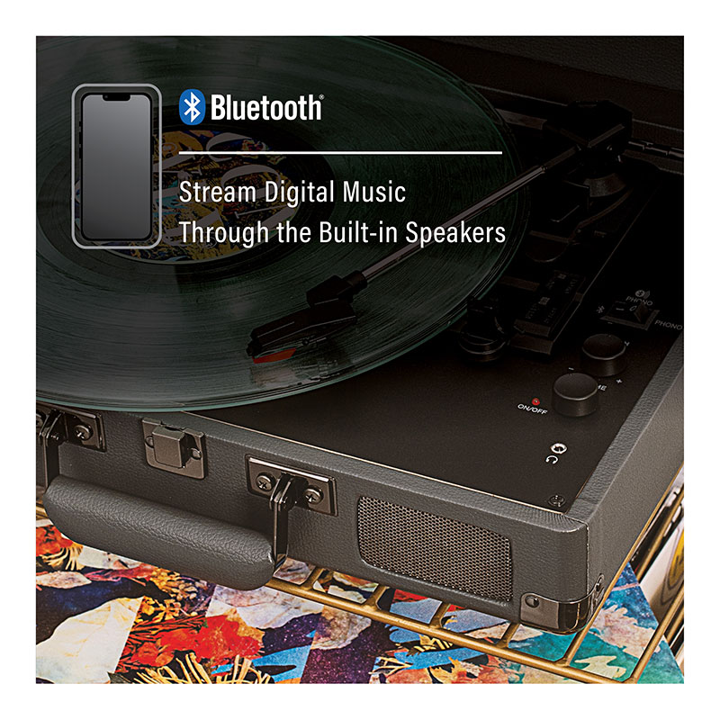 Cruiser Plus Bluetooth Vinyl Record Player – Gray - Image 4