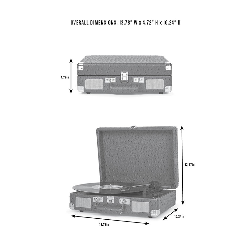 Cruiser Plus Bluetooth Vinyl Record Player – Gray - Image 6