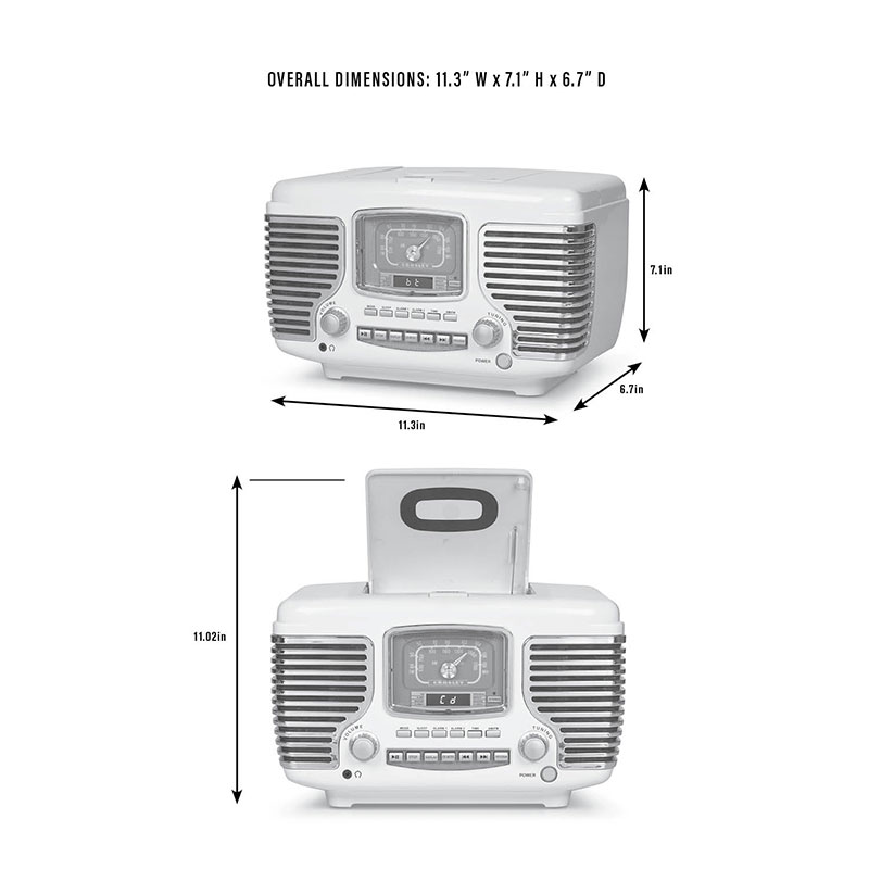Corsair Retro Radio and CD Player With Stereo Bluetooth Speakers – Black - Image 5