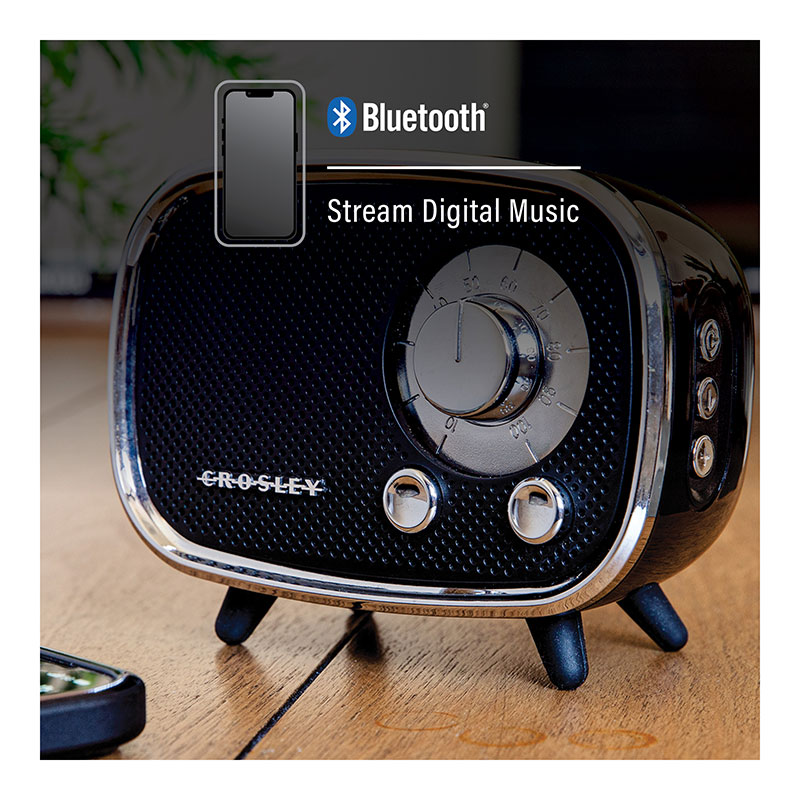 Rondo Retro Portable Bluetooth Speaker with Microphone – Black - Image 3