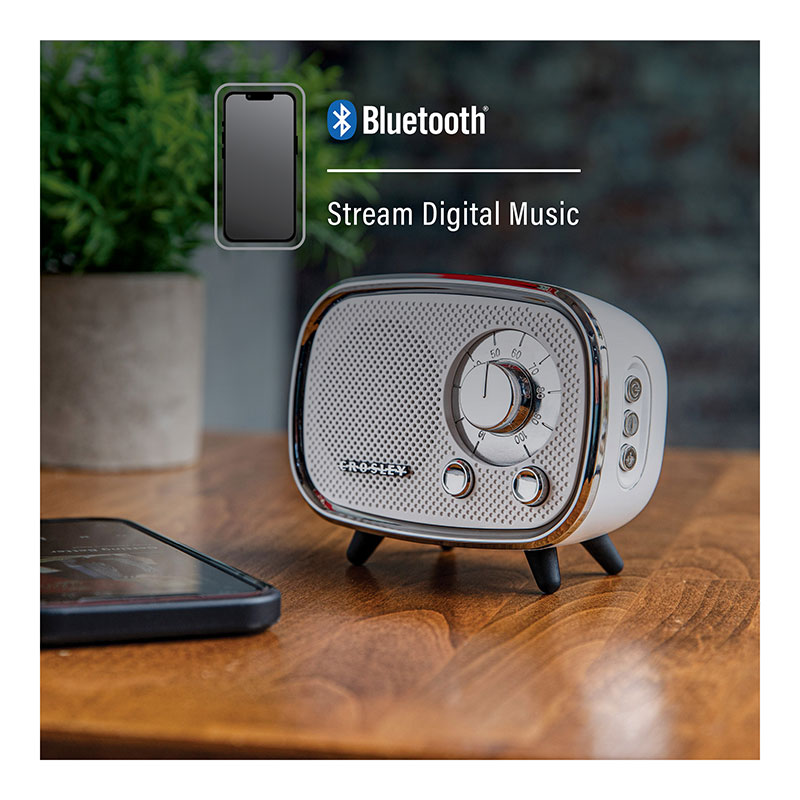 Rondo Retro Portable Bluetooth Speaker with Microphone – White - Image 3