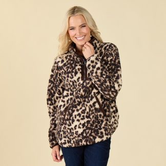 Leopard Fleece Quarter Zip Jacket
