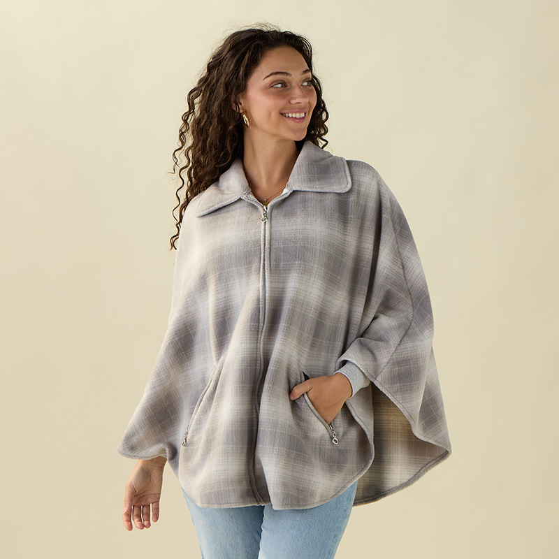 Plaid Zip Poncho - Image 2