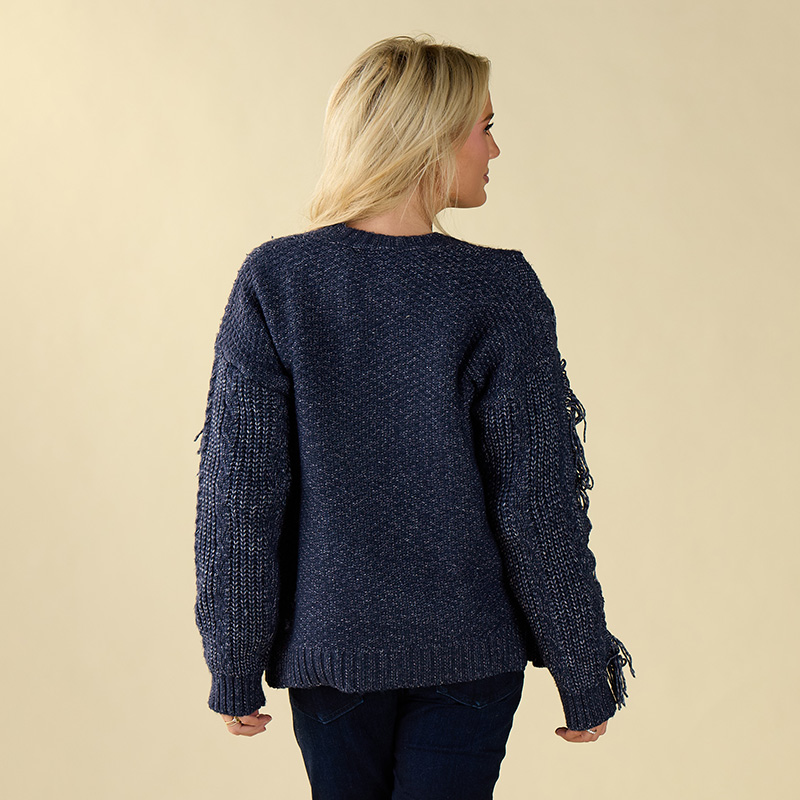 Navy Fringe Cardigan - Image 2