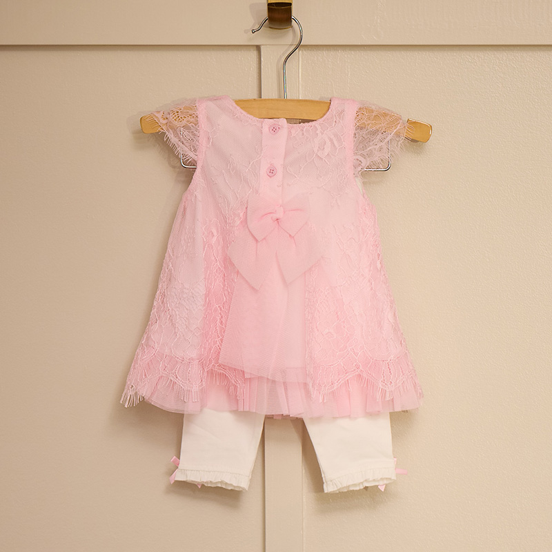 Infant Pink Lace Tunic and Legging Set - Image 2