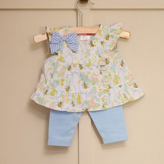 Infant Woven Floral and Bee Print Top and Legging Set