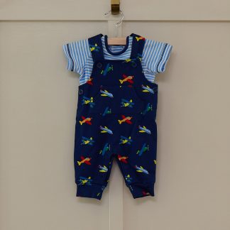 Infant 2 Piece Knit Plane Print Blue Overall