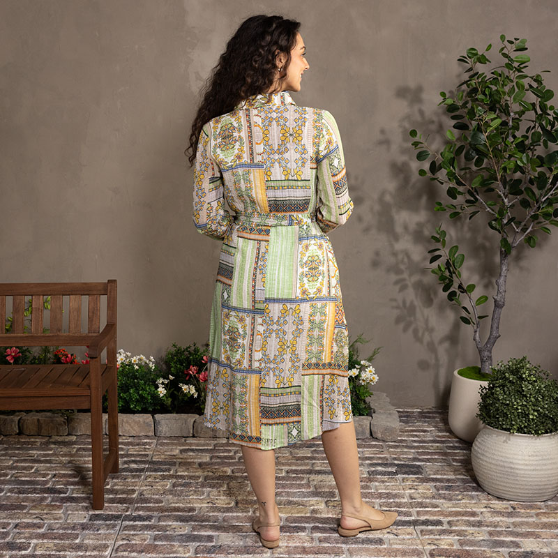 Patchwork Print Shirt Dress - Image 2