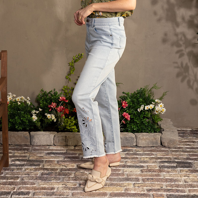 Cutout Detail Blue Jeans - Image 2