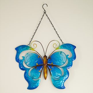 Blue Glass Butterfly Wall Hanging