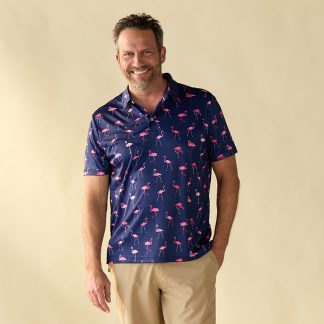 Short Sleeve Flamingo Blue Polo
