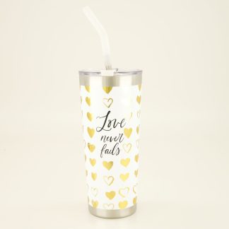 Love Never Fails 22 Oz. Tumbler with Straw