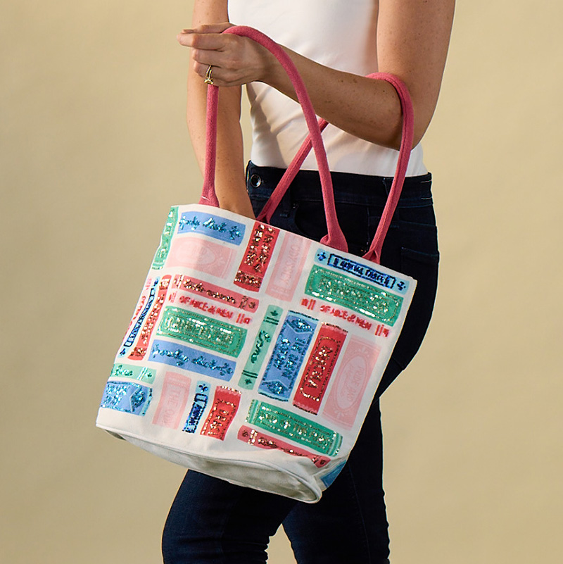 Sequin Book Canvas Tote - Image 2