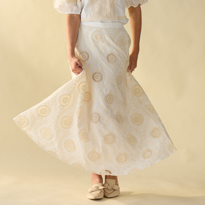 Embroidered Ivory Skirt - Image 2
