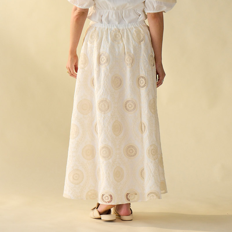 Embroidered Ivory Skirt - Image 3
