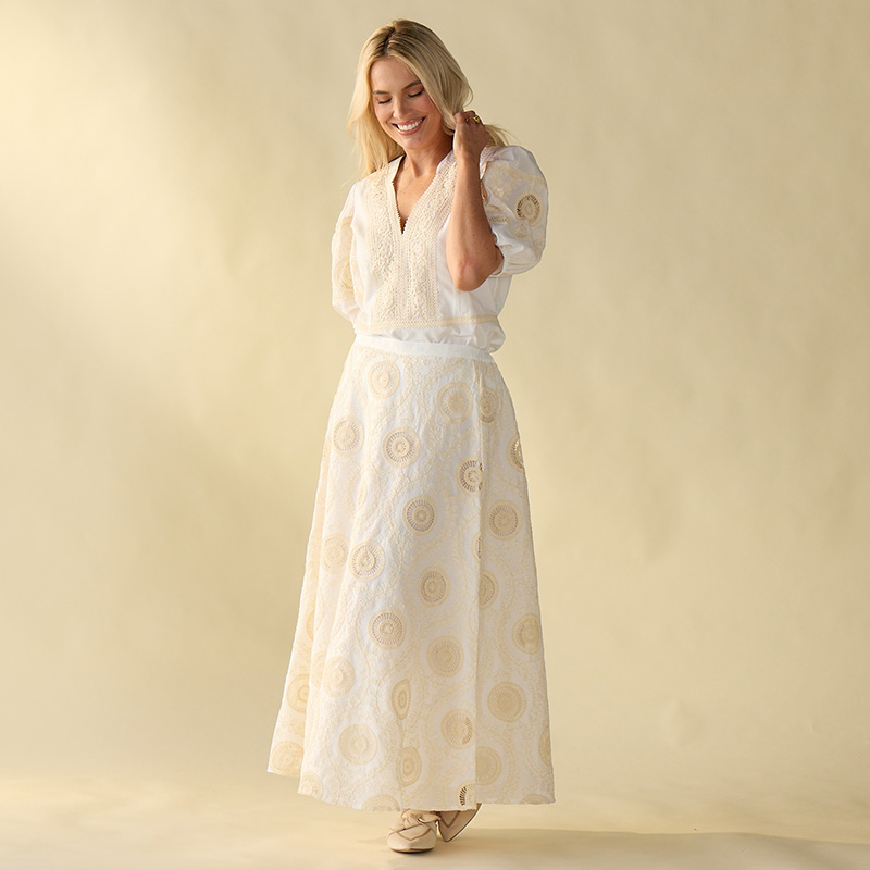 Embroidered Ivory Skirt - Image 4