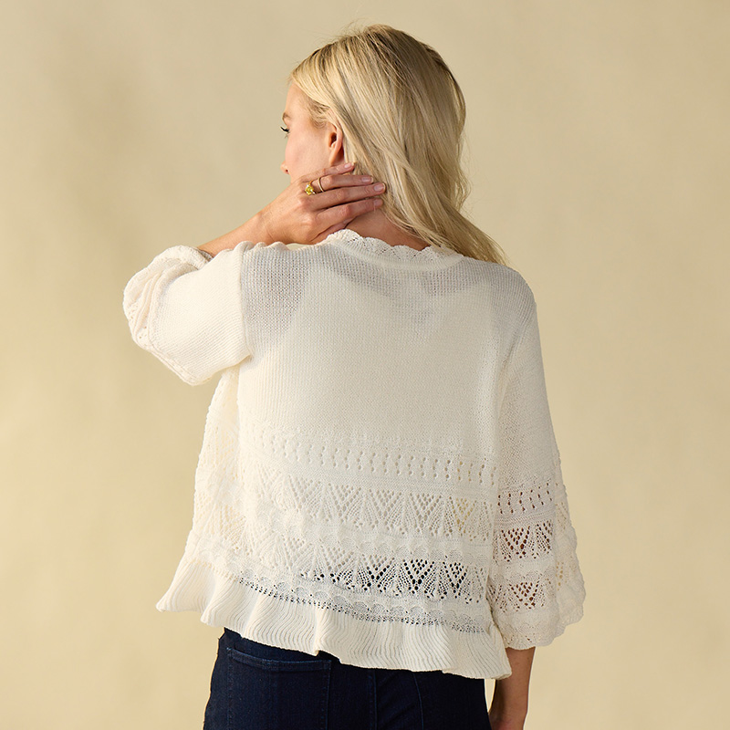 Texture Ruffle White Cardigan - Image 2