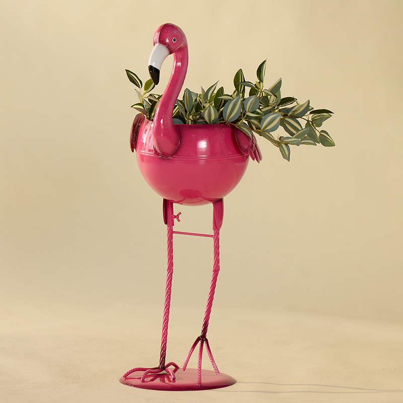 Metal Flamingo Planter - Image 3