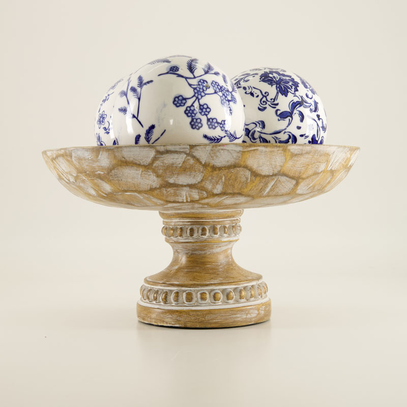 Faux Decorative Pedestal Bowl - Image 2