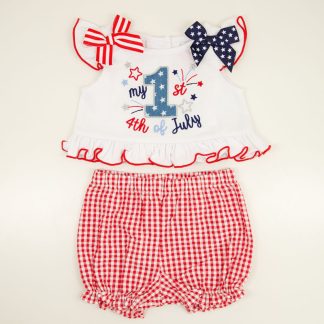 Infant Gingham My 1st 4th of July Top and Short Set