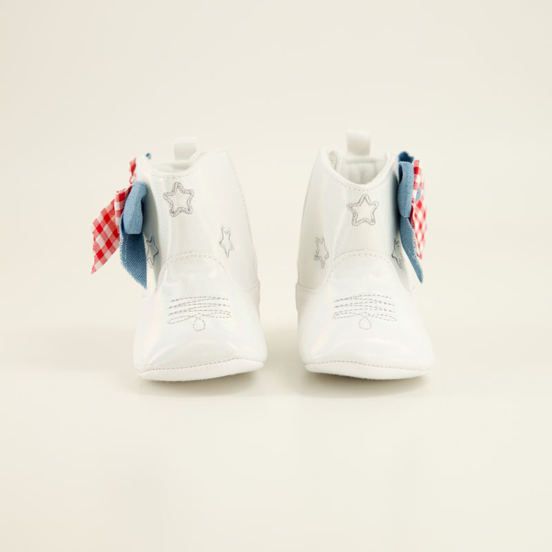 Toddler Ribbon Bow White Boots - Image 2