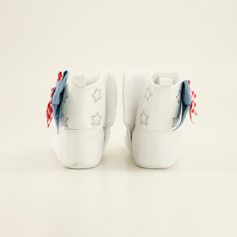 Toddler Ribbon Bow White Boots - Image 3