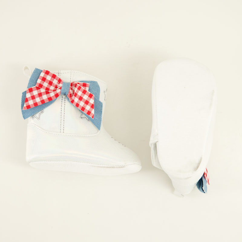 Toddler Ribbon Bow White Boots - Image 5