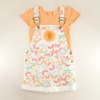 Toddler Butterfly Print with Petal Flower Shortall