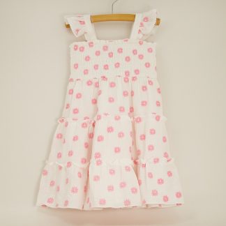 Toddler Flower Embroidered Smock Gauze Dress