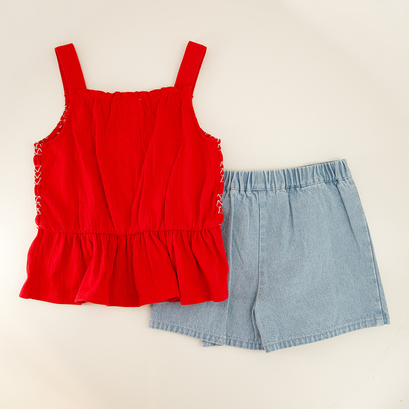 Toddler Embroidered Tank and Denim Scooter Skirt - Image 2