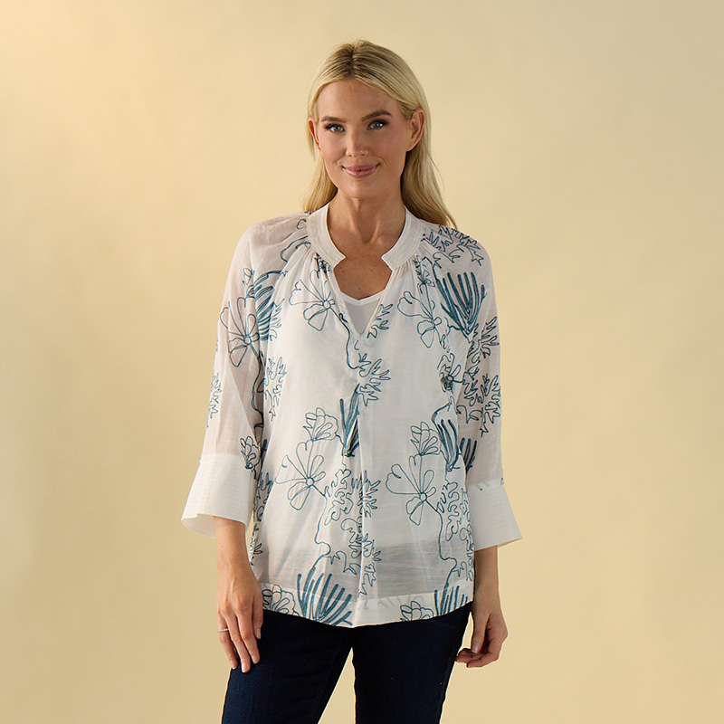 Embroidered White Top