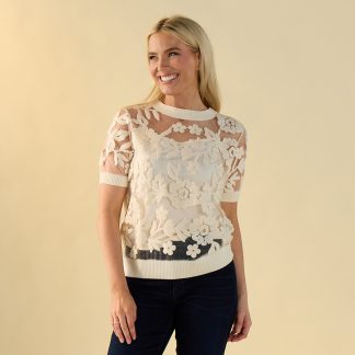 Floral Netting Ivory Sweater