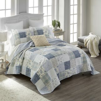 Donna Sharp Blue Pastures 2 Piece Cotton Twin Quilt Set