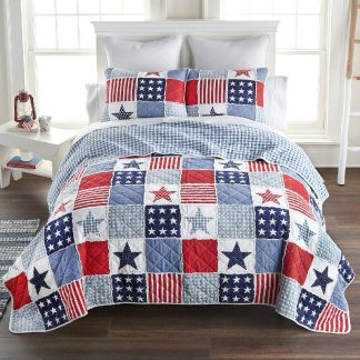 Your Lifestyle Star and Stripe 2 Piece Cotton Twin Quilt Set