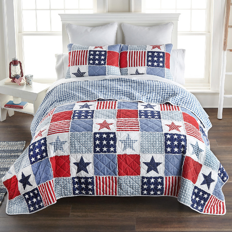 Your Lifestyle Star and Stripe 2 Piece Cotton Twin Quilt Set