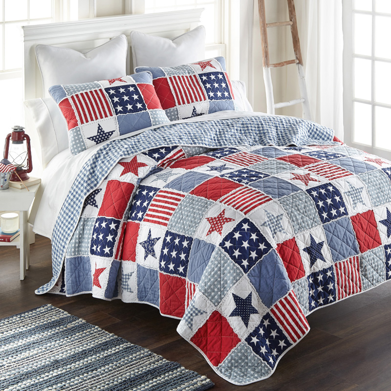 Your Lifestyle Star and Stripe 2 Piece Cotton Twin Quilt Set - Image 2