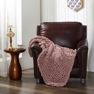 Chenille Knitted Throw – Blush