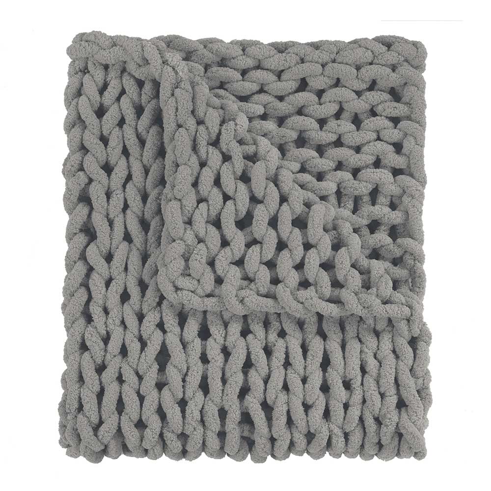 Chenille Knitted Throw – Dove - Image 2