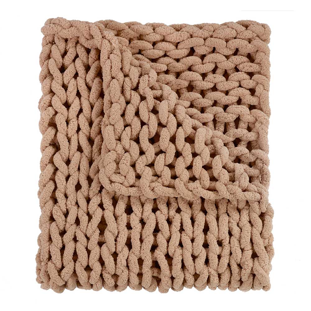 Chenille Knitted Throw – Mink - Image 2