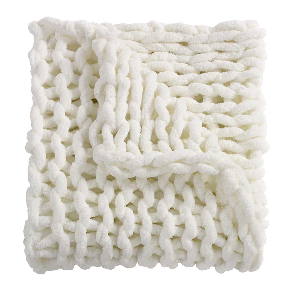 Chenille Knitted Throw – Ivory - Image 2